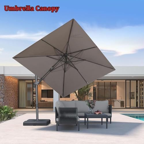 Replacement Canopy for Cantilever Patio Umbrella - UV Protective Fabric, 8'x8', 10'x10', 12'x10' Offset Parasol Cloth, Burgundy, Durable Outdoor Cover, Perfect for Garden & Patio
