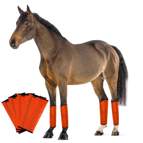 Image of FOXLVDA Horse Fly Boots (Set of 4) - Comfortable Horse Wraps | with Mesh & Metal Support Bars to Reduce Stomping and Leg Fatigue, for Ponies under 14.2hh, Medium