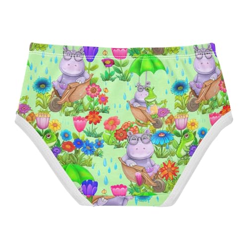 Joisal Cotton Girls Underwear Toddlers Cute Funny Hippo Green Little Girl Panties Pattern Undies Kids Briefs 2t2