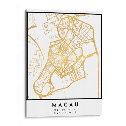 Canvas Lab | Macau, 1 Maps 3 32 by Emiliano Deificus | 18 x 24 in | Canvas Print Wall Art | Cities, Maps, Minimalist, Travel | Wall Decor for Bedroom, Living Room or Office