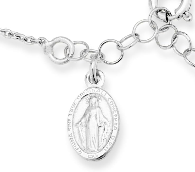 Miabella 925 Sterling Silver Italian Rosary Cross Bead Charm Link Chain Bracelet for Women, Adjustable, Made in Italy - Image 4