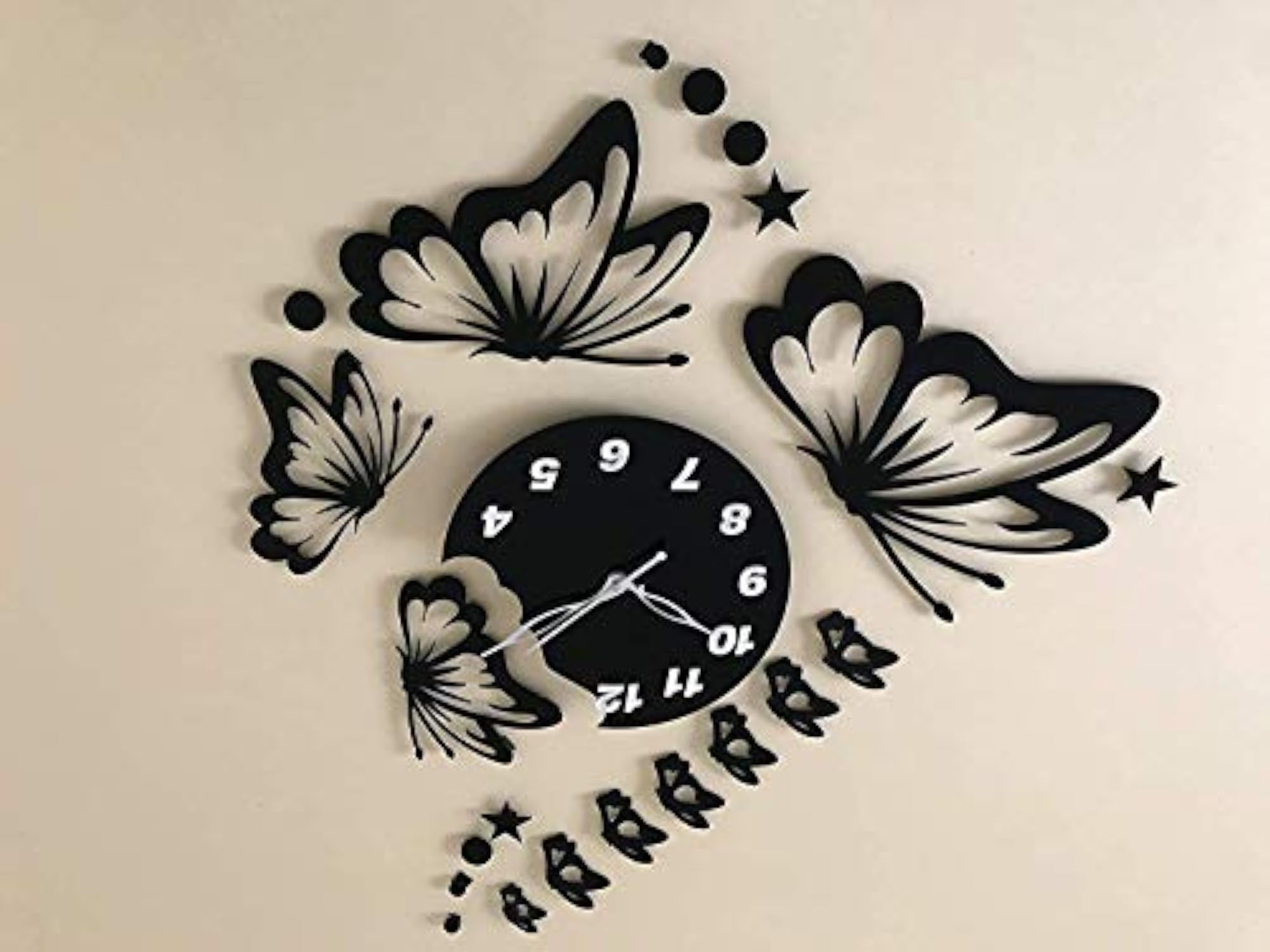 Acrylic Butterfly Wall Clock Square Shape