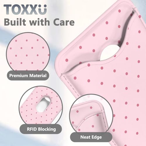 Image of Polka Dots Magnetic Wallet Compatible with Magsafe Wallets for iPhone 17 /16 /15 /14 /13 /12 Series Pro Max Plus Cute Phone Magnet Card Holder Fit 3 Cards for Women Girl Lether Mag Safe Pink