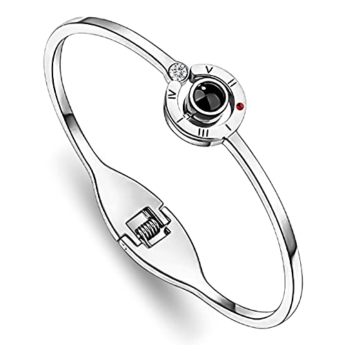 MYOSPARK I Love You 100 Languages Projective Bangle Bracelet The Memory of Love Gift For Couple Family Best Friends