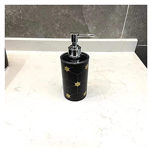 CWCQGH Dispensador de jabón de 330 ml, dispensador de jabón de baño de plástico, dispensador de jabón líquido Impreso Negro, Botella con Bomba para baño, decoración del hogar, a,C