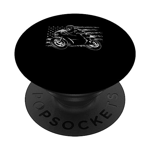 Patriotic Motorcycle American US Flag Biker America Vintage PopSockets PopGrip Intercambiable
