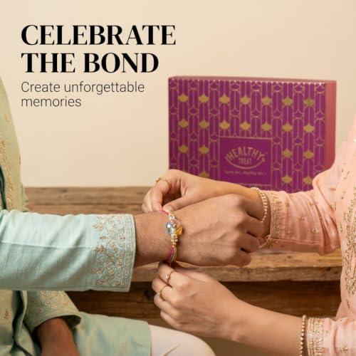 Image of Healthy Treat Magic Box Rakhi Hamper for Brother with Dry Fruits, 18 Items | Rakhi Pair, Roli Chawal, Almonds, Cashews, Seed Mix, Gud Chana, Gud Saunf, Sesame Peanut, Chocolate Laddoo, Raksha Bandhan