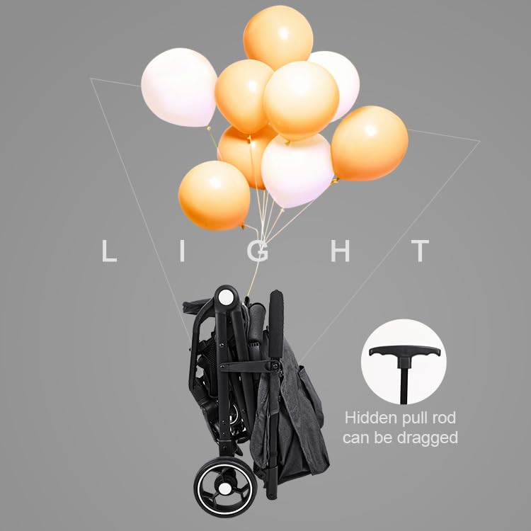 Passeggino pieghevole ultra leggero, compatto, facile da trasportare, con cesto di stoccaggio, ideale per viaggi e uso quotidiano