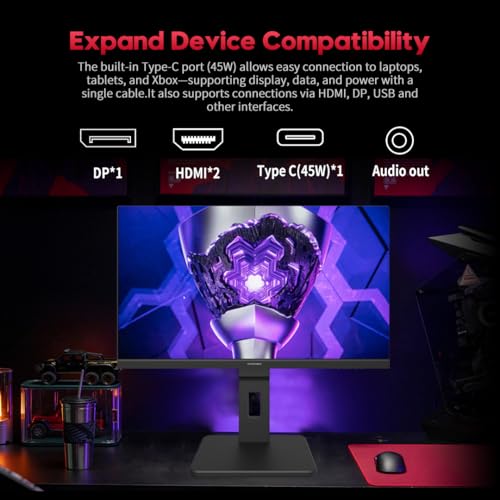 Image of Viewedge 24 inch 4K 60Hz Computer Monitor, 5ms UHD 2160p IPS Monitor | Type C, HDMI, DP Port, Built-in Speakers, Vertical Monitor Support Wall Mount
