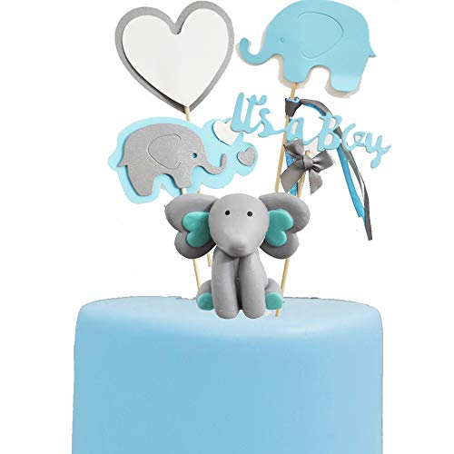 Gmakceder Elephant Baby Shower Cake Topper For Boy Blue Grey #TOP3