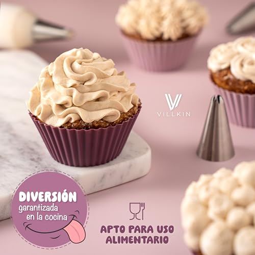Miniatura 6 de Villkin Juego De Manga Pastelera De 9 Piezas Con Boquillas De Acero Inoxidable Y Manga De 34 Cm Reutilizable Y Apta Para Lavavajillas Ideal Para Tartas, Cupcakes Y Galletas
