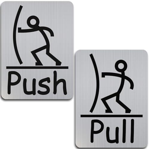 Fun Push Pull Door Sign (Brushed Silver)