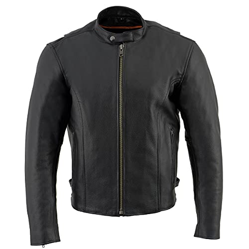 Milwaukee Leather Lkm1710 Men's Black Classic Scooter Style Leather Motorcycle Jacket W/Removable Thermal Liner - X-Large #TOP7