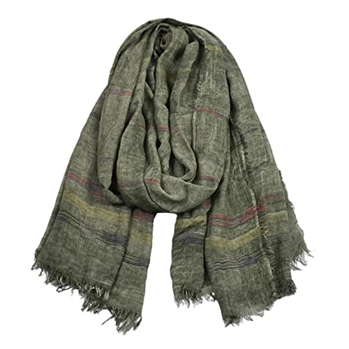 Bufandas para mujer invierno y hombre en algodón a rayas un chal largo con flecos unisex