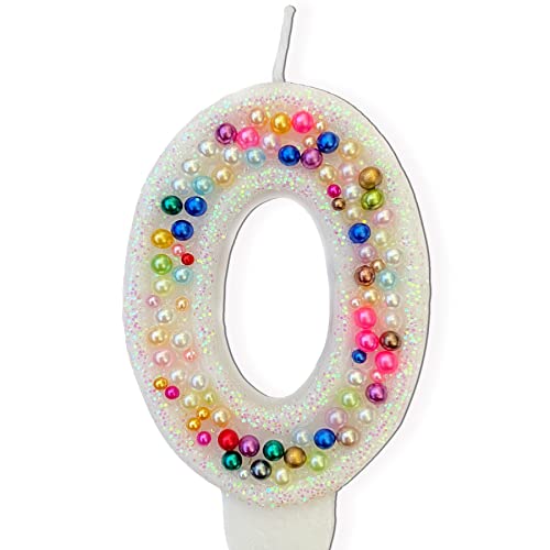 Birthday Candles, Pearl Sequin Number Candle Party Supplies (Number-0)