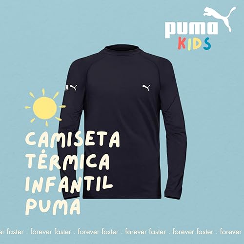 PUMA Camiseta Infantil Térmica Segunda Pele Proteção FPS50 Confortável Kids, Preto, 12