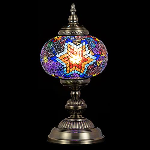 Marrakech Turkish Mosaic Table Lamp Handmade Large Size Mosaic Glass Lampshade Bedside Night Lamp Decorative Moroccan Tiffany Lamp Light (C) #TOP2