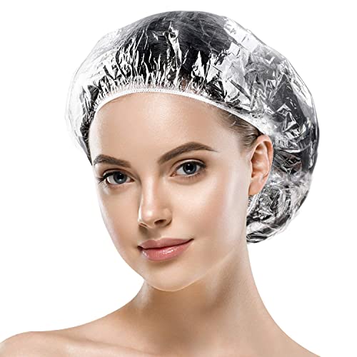 Disposable Shower Caps, Sopito 100 Pcs Plastic Clear Shower Caps for Women