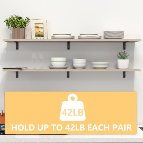 LSK 6PCS L Bracket, Heavy Duty Metal Corner Bracket, 5"×2"(125×50mm) Shelf Support Bracket Max Load : 42lb, Joint Angle Bracket for Wooden Board, Black - Image 5