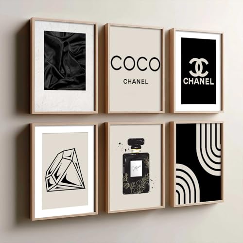 Image of kotart - Fashion Brand Coco Poster with Frame for Bedroom Living Room | Salon Wall Decor (14X20 Inch, B) Pack of 6
