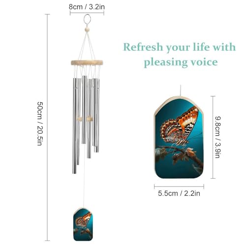 Carillon éolien papillon bleu clair pour jardin et décoration extérieure - 3