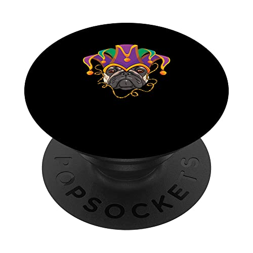 Carnaval con diseño de carlino de Mardi Gras de Nueva Orleans PopSockets PopGrip Intercambiable