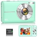 Digital Camera 1080P 44MP Vlogging Camera for Kids Teens, FHD Compact Portable Photo Camera with 2.4" Screen 16X Zoom, Anti-shake Mini Camera for Beginners Students Boys Girls-Green