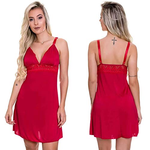 2 Camisolas Amamentação Gestante Com Robe em Microfibra 1 Vermelho e 1 Rosa Estilo Sedutor - ES206-2
