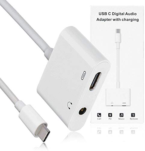 Adaptateur audio numérique USB C blanc pour appels et télécommande filaire