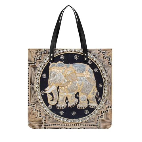 Sac à main éléphant vintage pour femme : grand tote bag shopping 39x39cm