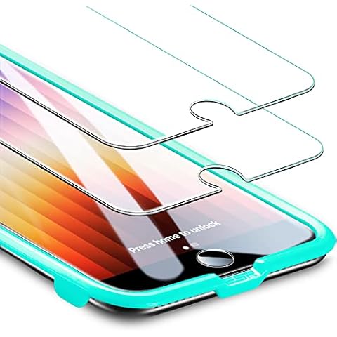 ESR Tempered-Glass Screen Protector Compatible with iPhone SE 3/SE 2 (2022/2020) and iPhone 8/7, Easy Installation Frame, Scratch Resistant, Case Friendly, 2 Pack Cover