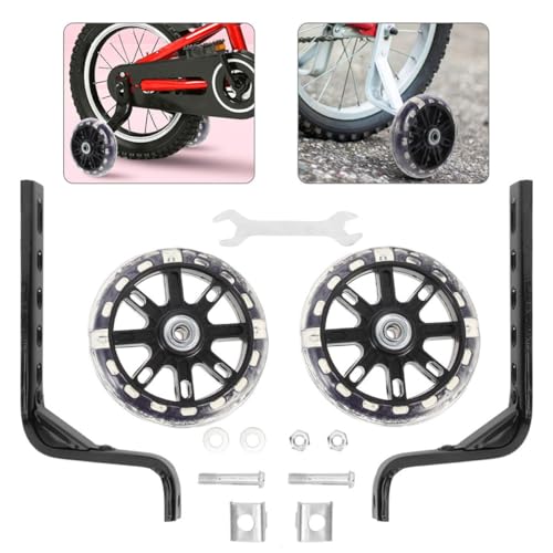 Ruedas de Entrenamiento para Bicicleta TOBBOMEY de 12-20 Pulgadas, Estabilizadores Auxiliares Resistentes al Desgaste con Luces Intermitentes, 2 Unidades, Negro miniatura 6