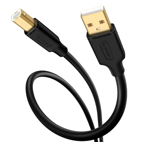 AIYEEN Cable de impresora USB 2.0 de 3 m (10 pies), cable USB A a B largo chapado en oro, PVC resistente, núcleo de ferrita antiinterferencias, 480 Mbps, compatible con 2 A para impresoras y más