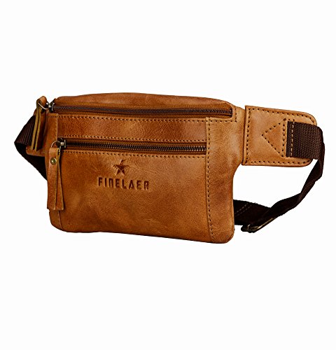 Finelaer Leather Waist Fanny Pack- Travel Bag For Men & Women (Light Brown) #TOP3