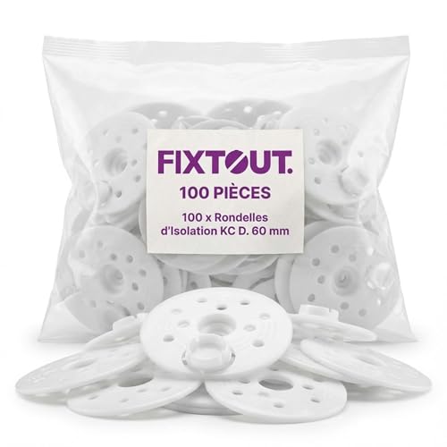 100 rondelles d'isolation avec capuchon KC D. 60 mm pour vis VBF ou cheville NFA - Fixtout