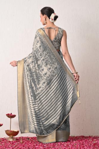 Image of MIRCHI FASHION Saree for Woman | Art Silk Floral Printed Ethnic Occasional Sari with Blouse