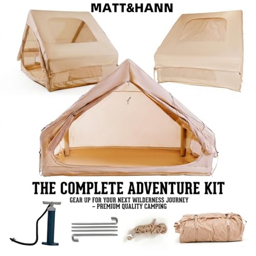 Image of Inflatable Glamping Tent for Family Camping, 4-6 Person Air Tent w /Skylight