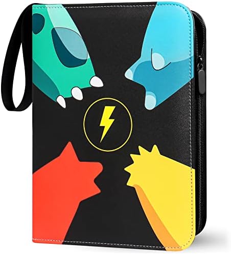 Card Binder Card Folder 4 Pockets 50 Pages Capacity 400 with Zip Compatible with Football Cards Trading Cards Perfect Trading Card Albums Binder Gifts for Boys Girls Collector (Black)
