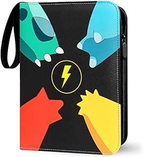 Card Binder Card Folder 4 Pockets 50 Pages Capacity 400 with Zip Compatible with Football Cards Trading Cards Perfect Trading Card Albums Binder Gifts for Boys Girls Collector (Black)