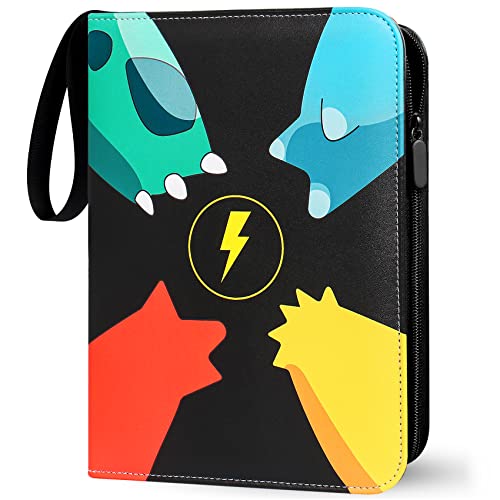Herritozl Sammelalbum für Karten , Sammelkarten Album mit Reißverschluss 50 Seiten 400 Karten, Karten Halter Heft Ordner Buch kompatibel mit Ninjago, Yu-Gi-Oh, MTG Cover