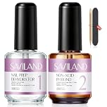 SAVILAND Nail Dehydrator and Primer: 2Pcs 15ml Acid-Free Natural Nail Dehydrator Prep, Gel Polish Bond Primer Nail Protein Superior Bonding for Gel Nails Polish Acrylic Powder Supplies Beginner Salons