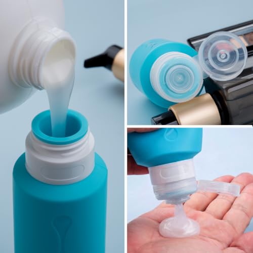 Image of Gemice Travel Bottles for Toiletries, Tsa Approved Travel 6oz Size Containers with Clear Bag, BPA Free Leak Proof Travel Tubs Refillable Liquid Travel Accessories for Cometic Shampoo Lotion
