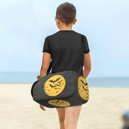 Duffle Bag for Boys or Girls with Shoes Compartment, Night Moon Bat Sports Travel Bag Overnight4