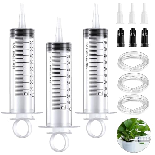 3PCS Syringe 100ml Large Syringe with 3 Catheter Tips and Tubes suitable for Liquid and Oil Suction Scientific Lab Experiments Pet Feeding Watering and other Non Medical Uses