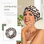 Reusable Shower Cap for Women, Large Waterproof Shower Essentials Bonnet Washable Elastic Band Bath Hair Wrap Hat for Long Hair, Braids(Leopard) - Image 2