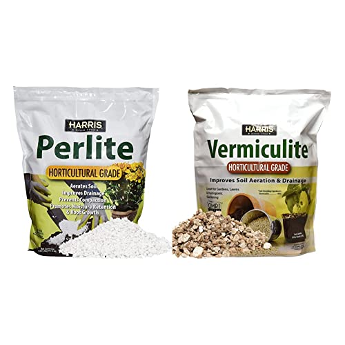 Harris Premium Horticultural Perlite For Plants And Gardening, 8Qt To Promote Root Growth And Soil Health & Premium Horticultural Vermiculite, Course Grade #TOP23