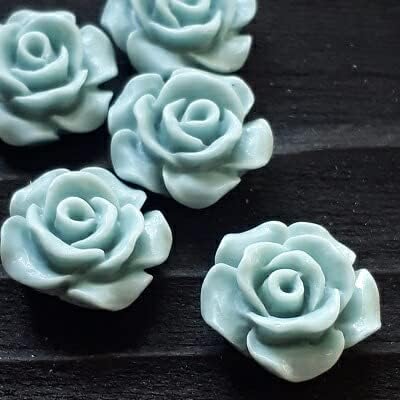 Amazon 6個 ローズ 薔薇の花カボション 花 カボション パーツアクリル 貼り付け デコ ハンドメイド アクセサリー ライトグリーン デコ素材 通販