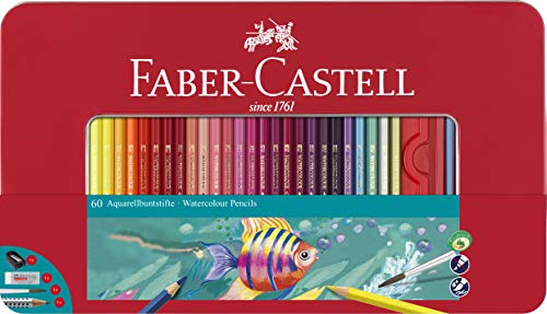 Crayons de couleur aquarelle Faber-Castell coffret métal 1960 de collection