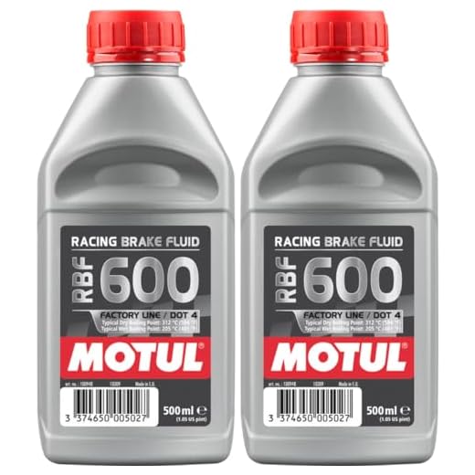 Motul RBF 600 Factory Line DOT-4 Racing Brake Fluid, High-Performance, 100% Synthetic, 500ml Bottles, 2 Pack (100949)
