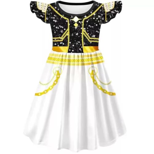 WFFMDZ Girls Sparkle Chain Detail Dress K-pop Fashion Inspired Performance Outfit for Girls